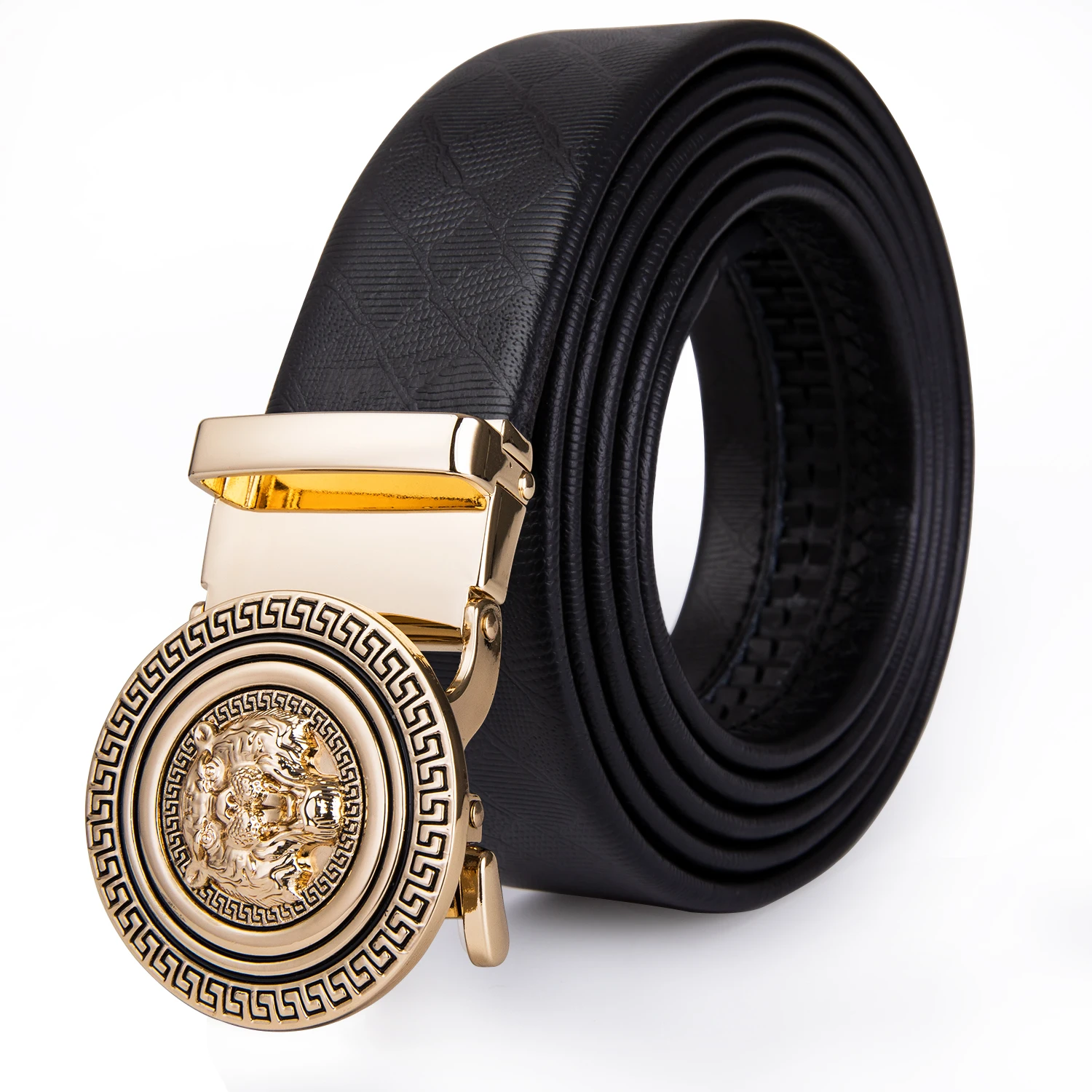 

BK-2072 Barry.Wang Gold Tiger Pattern Automatic Buckle Belts Men Genuine Cowhide Leather Belts For Mens Gifts Business Party