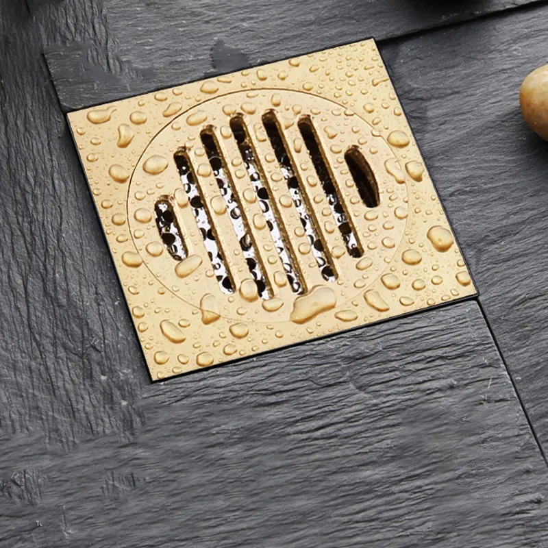 Gold or Chrome or Brushed or Red bronze brass floor drain 100*100mm 4 inch bathrrom shower room