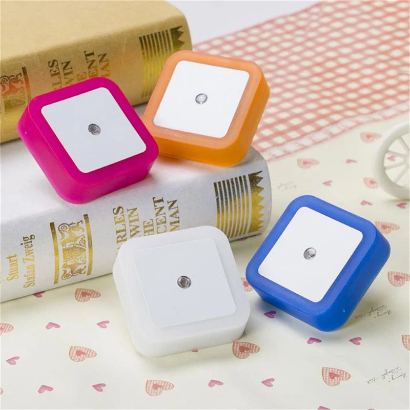 

Mini LED Night Light Sensor Control EU /US /UK Plug Square Bedroom Wall Lamp For Baby Child Gift Romantic Colorful Lights Decor