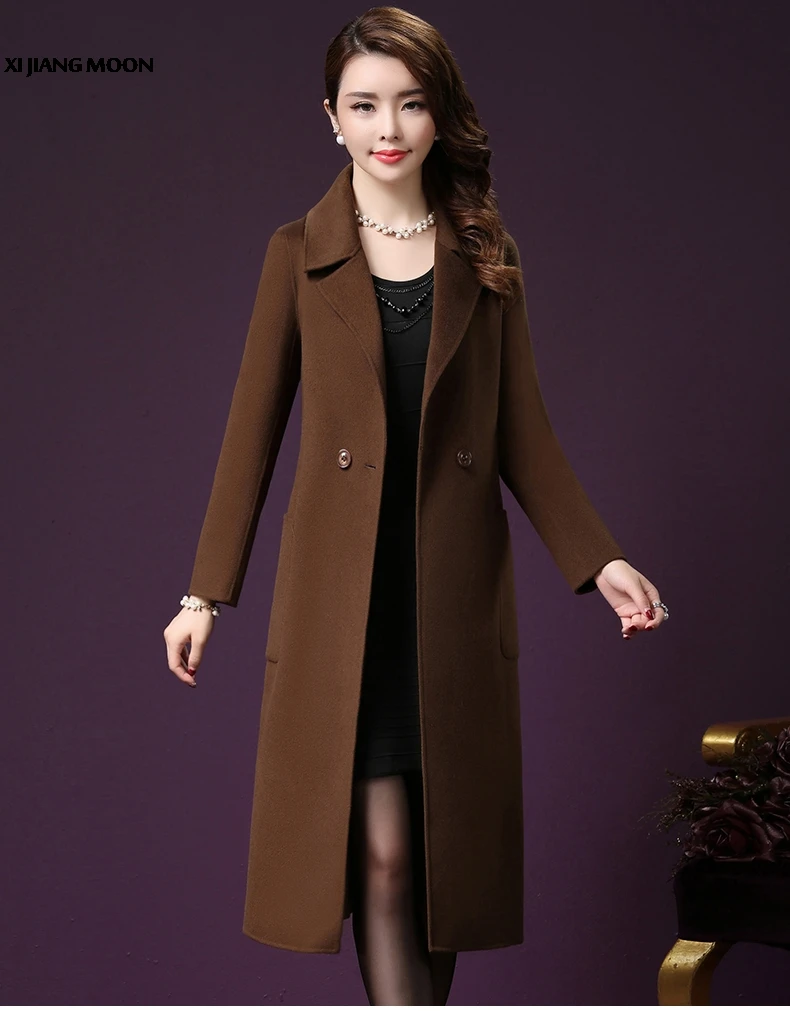Femmes Colour Haute Tranchée Caramel bourgogne De Trench Laine Nouvelles 2018 Manteau Moyen R256 Mélanges Et Printemps Période camel Mode Qualité Long D'âge Automne Hxqww1IvnR