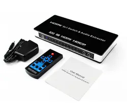 HDMI коммутатор 5x1 HDMI аудио эксрактор 4 K x 2 K 3D Arc аудио Настройка EDID HDMI 1,4 v переключатель конвертер для PS4 для Apple ТВ