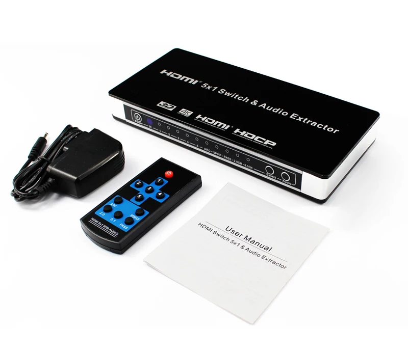 5x1 HDMI Switch 5 in 1 out Switcher Audio Extractor 4K 3D