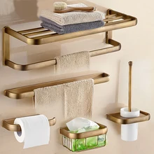 Antique Brass Bathroom Accessories Set,Soap Dish,Paper Holder,Towel Bar,Toothbrush Holder,Toilet Brush Holder ZD1136 antique brass luxury bathroom accessory paper holder toilet brush rack commodity basket shelf soap dish towel ring