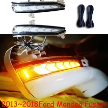 2 шт. динамический стайлинга автомобилей для Ford Mondeo туалетное зеркало со светодиодной подсветкой 2013 год задний бампер противотуманный фонарь Fusion светодиодный DRL Дневной свет