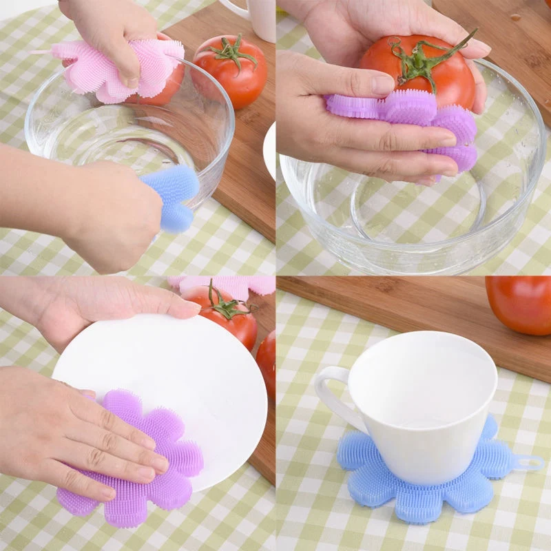 Cepillo de Limpieza de silicona cocina accesorios para Limpieza Pan suave colgar Limpieza Hogar cepillo de Limpieza no tóxicos cepillos