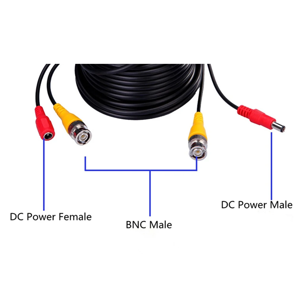 25 м BNC видео кабель питания 82ft CCTV камеры DVR аксессуары комплект для видеонаблюдения DVR мощность видео конвертер коаксиальный удлинитель