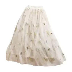 Женская летняя юбка чистая вышивка половина скольжения Высокая талия кружева пачка юбка JL