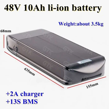 

48V 10Ah Lithium Li ion battery 10Ah 3.7V 18650 Battery pack with bms 13s for 48V 750W 500W ebike bicycle scooter +2A charger