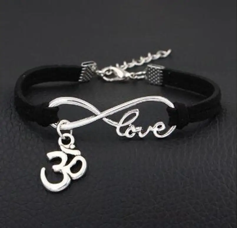 1 шт./лот браслет с подвеской Love lucky 8 Infinity Om yoga zen 3D OHM для женщин/мужчин простые