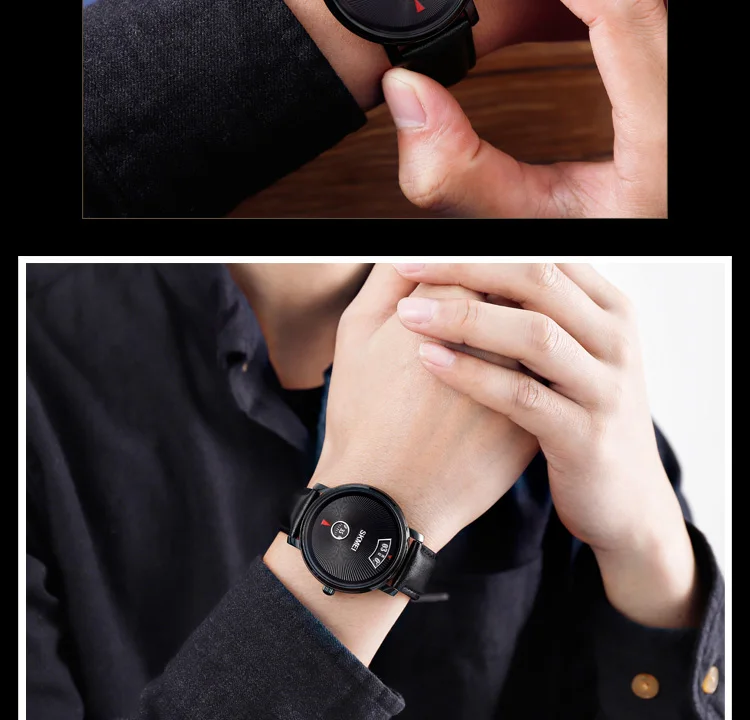 SKMEI деловые мужские кварцевые часы, простой стиль наручные часы водонепроницаемые из нержавеющей стали/кожи брендовые черные цвета 1490 мужские часы