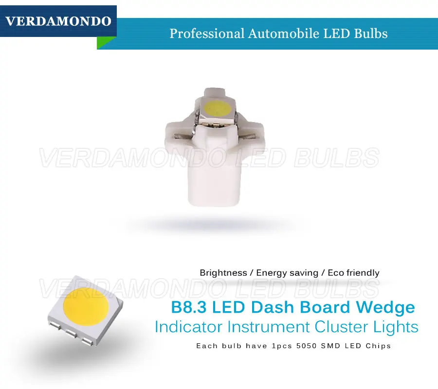 10 шт. B8.3 B8.3D 1 светодиодный 5050 SMD T5 Автомобильная приборная панель, индикатор потепления, клиновой светильник, лампочка, автомобильная лампа, приборная лампа, 12 В постоянного тока