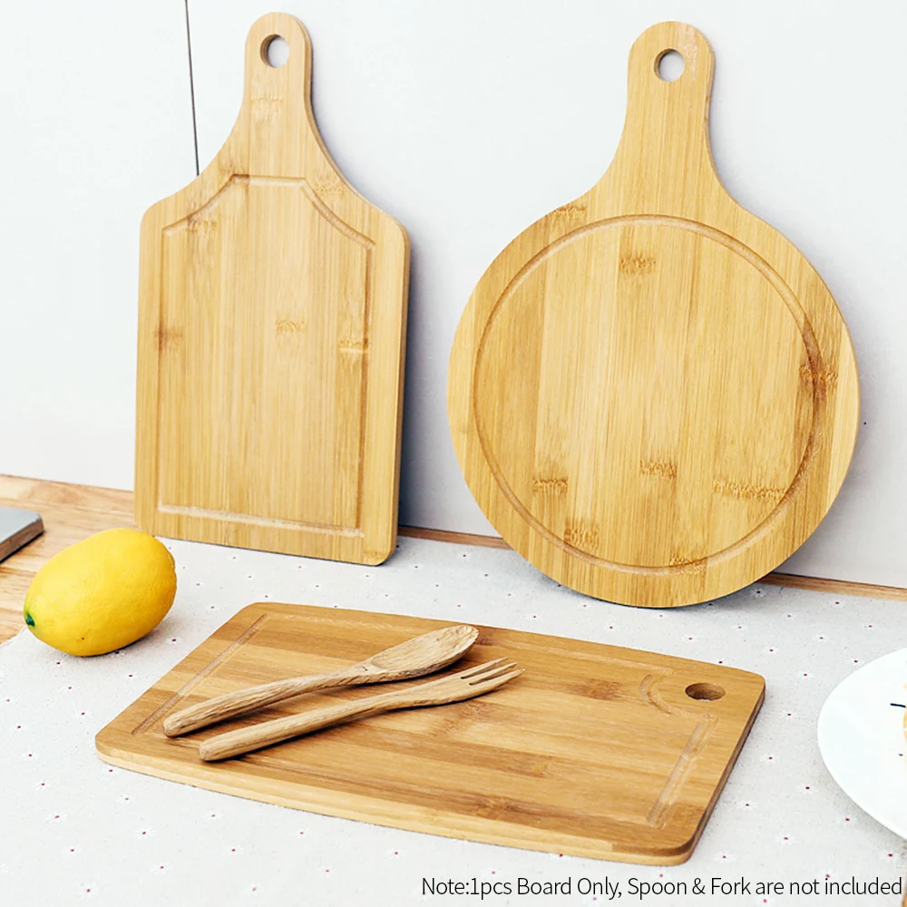 

Natural Bamboo Chopping Block Pizza Plate Cutting Board Kitchen Chopping Board for Bread Fruits Vegetables Cooking Holder