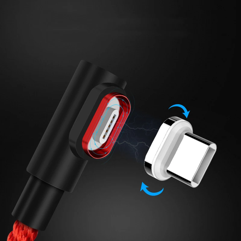 5А Магнитный USB кабель супер быстрая зарядка C Micro провод 90 градусов телефон магнит