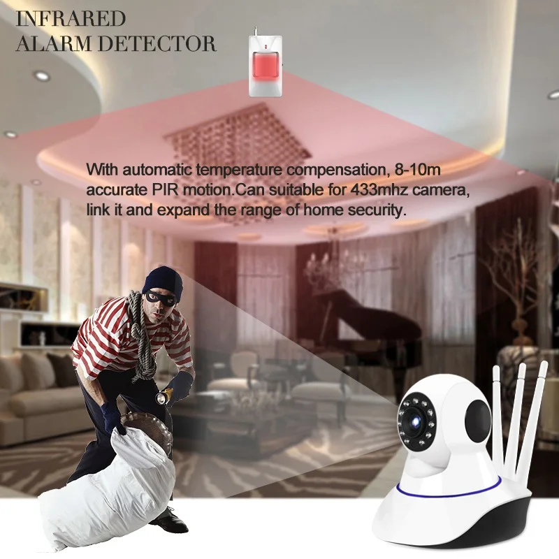 lintratek Burglar Alarm Door Window Sensor Wireless 1mp IP Surveillance Camera Yoosee APP Control Alarm System Kit Home Security