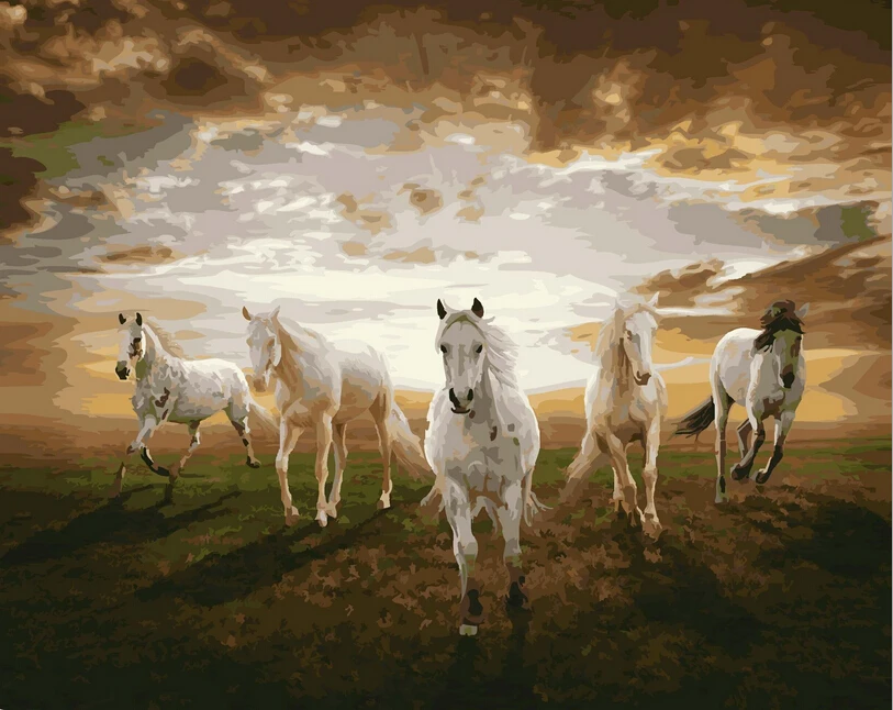 Unframed High Quality Cheap Art Pictures Running Horse Home Wall Decor