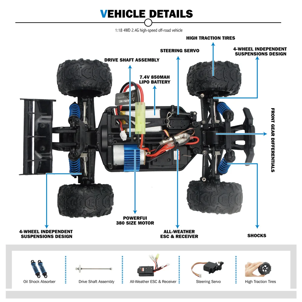 1:18 50 км/ч 2 4G Радиоуправляемый автомобиль 4WD радиоуправляемый светодиодный