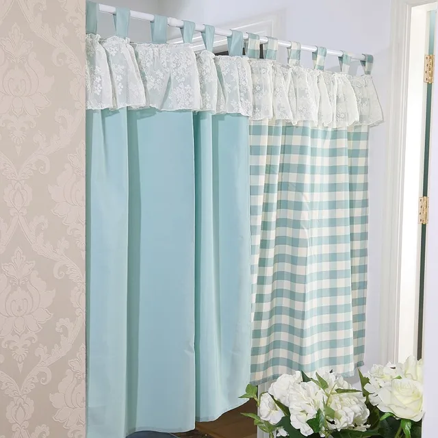 Set Japanse Stijl Plaid korte kant Keuken Gordijnen voor woonkamer ... Set Japanse Stijl Plaid korte kant Keuken Gordijnen voor woonkamer ...