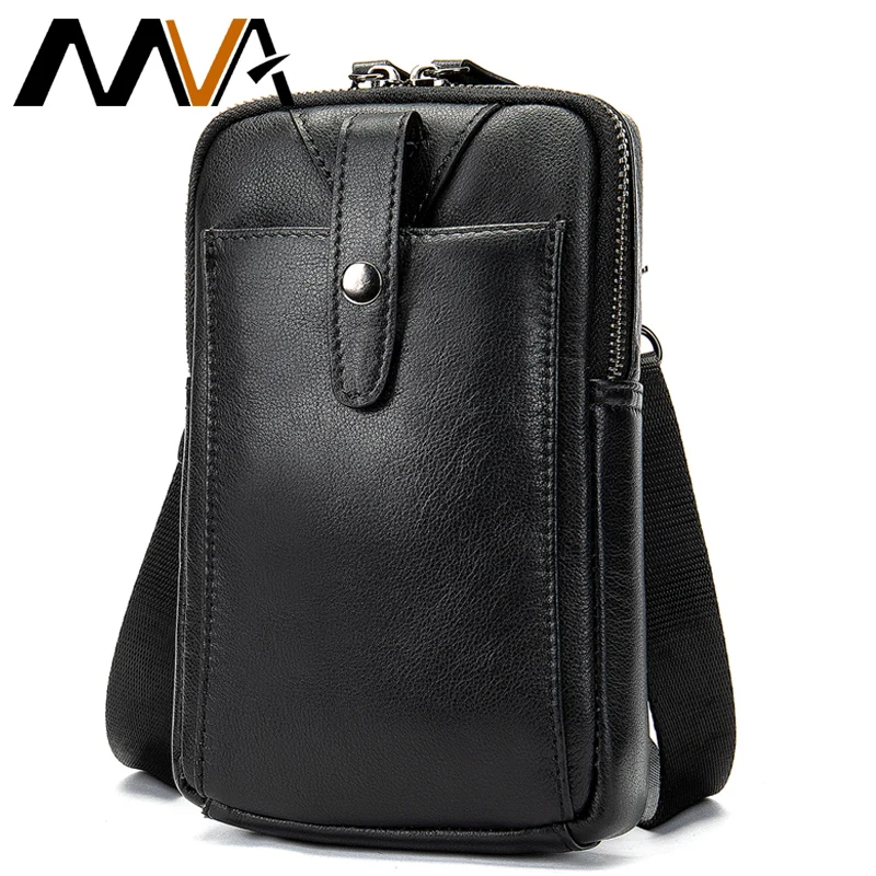 MVA, Мужская поясная сумка из натуральной кожи, вертикальная поясная сумка для мужчин, роскошные черные сумки на плечо, маленькие сумки для денег/телефона, мужская сумка