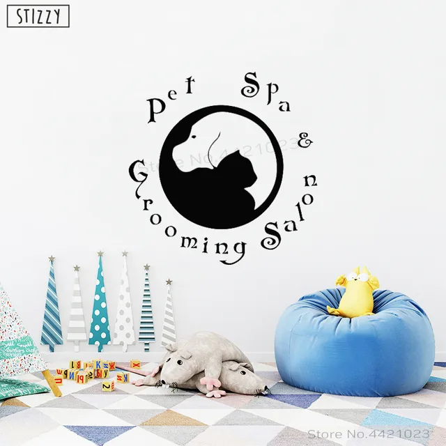 Us 7 16 23 Off Stizzy Wall Decal Aniaml Grooming Salon Wall Stickers Pet Veterinary Services Medicine Clinic Removable Logo Dog Decor Diy B695 In