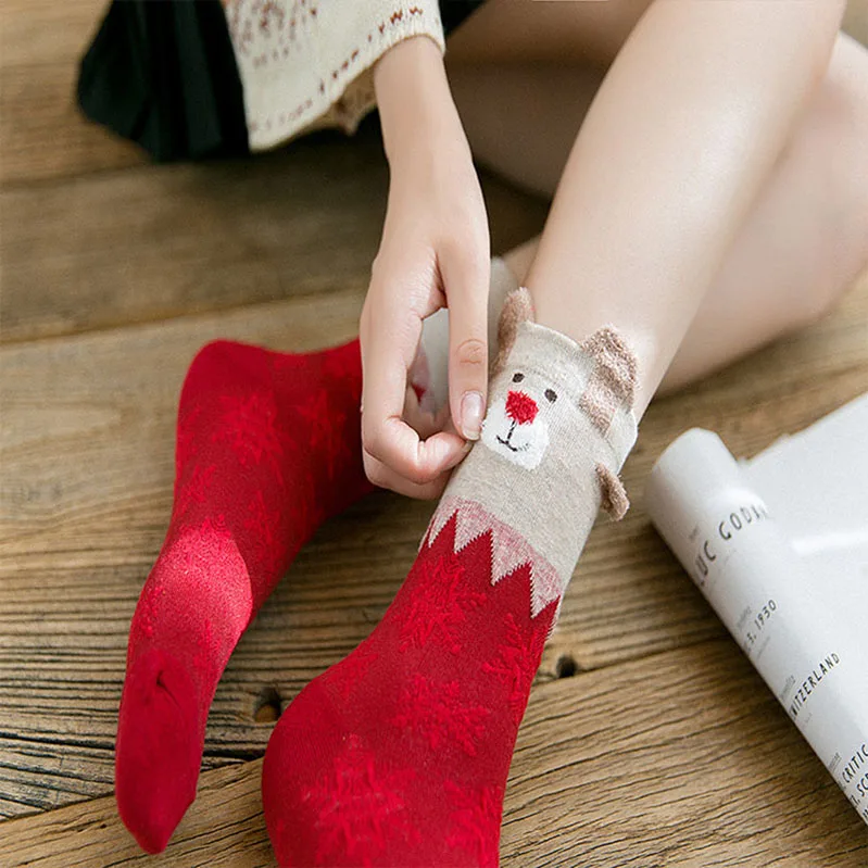 3 пары рождественской тематики женские короткие носки красивые милые красные лося новый год женские носки осень зима удобные хлопковые