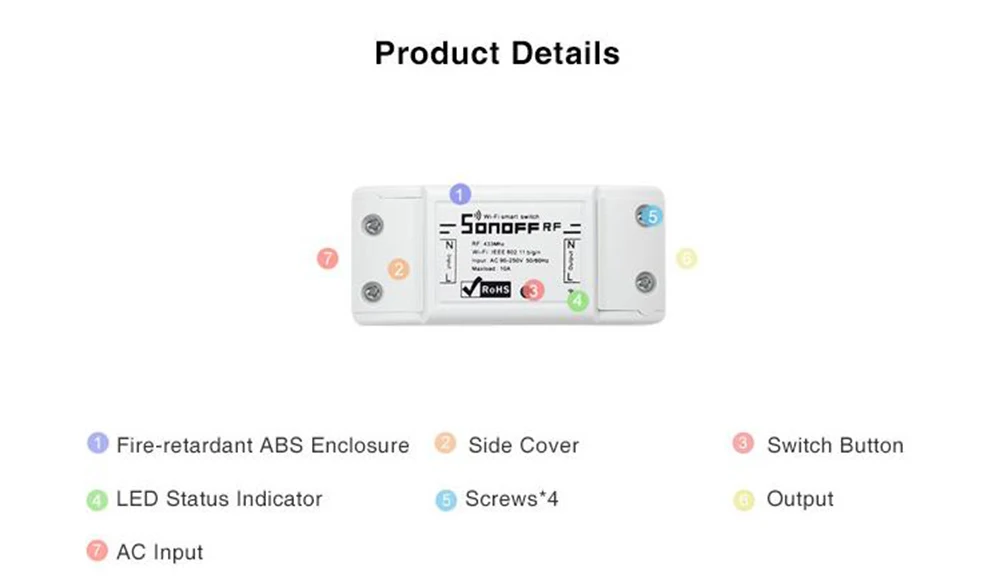 Интеллектуальный выключатель света Sonoff RF DIY Переключатель Wi-Fi, интеллигентая(ый) Беспроводной модули для автоматизации умного дома, 433 МГц RF пульт Управление Совместимость с IOS и Android
