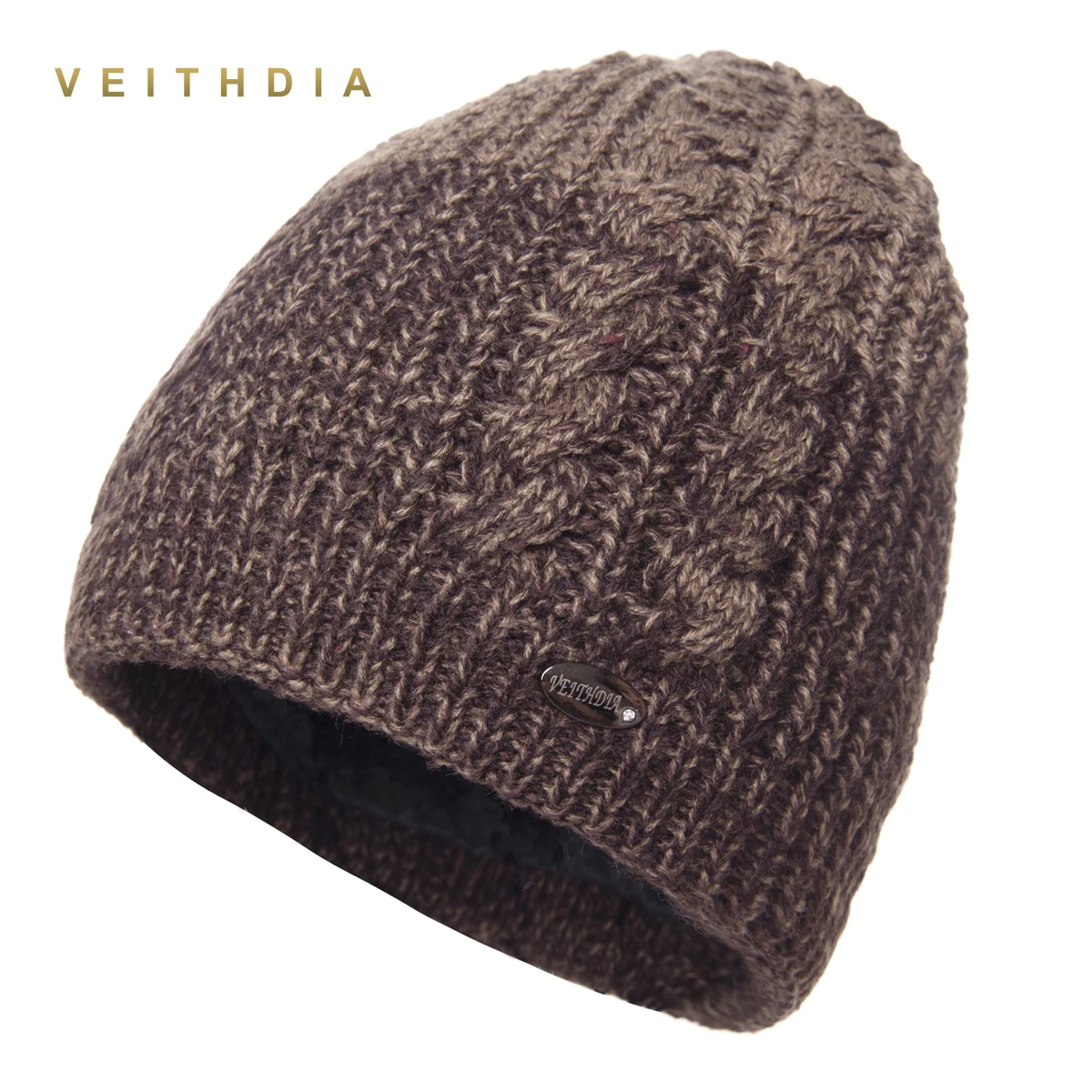 Зимние шапки VEITHDIA для мужчин вязаные из шерсти одноцветные двухслойные gorro