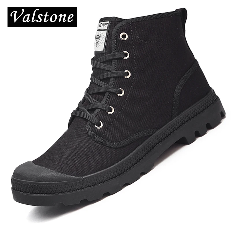 

Valstone Men Canvas high tops Sneakers Quality Ankle Work Boots for unisex Parlatan sneakers White Red 9 colors plus size 47
