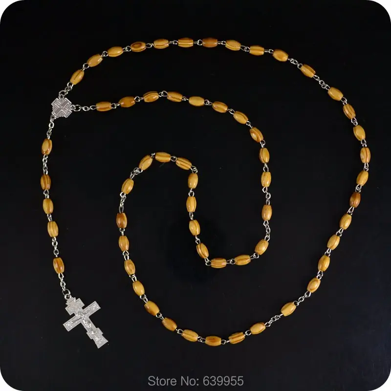 

NEW Design Orthodox Wood Rosary Beads Cross Pendant Necklace Fashion Religious jewelry