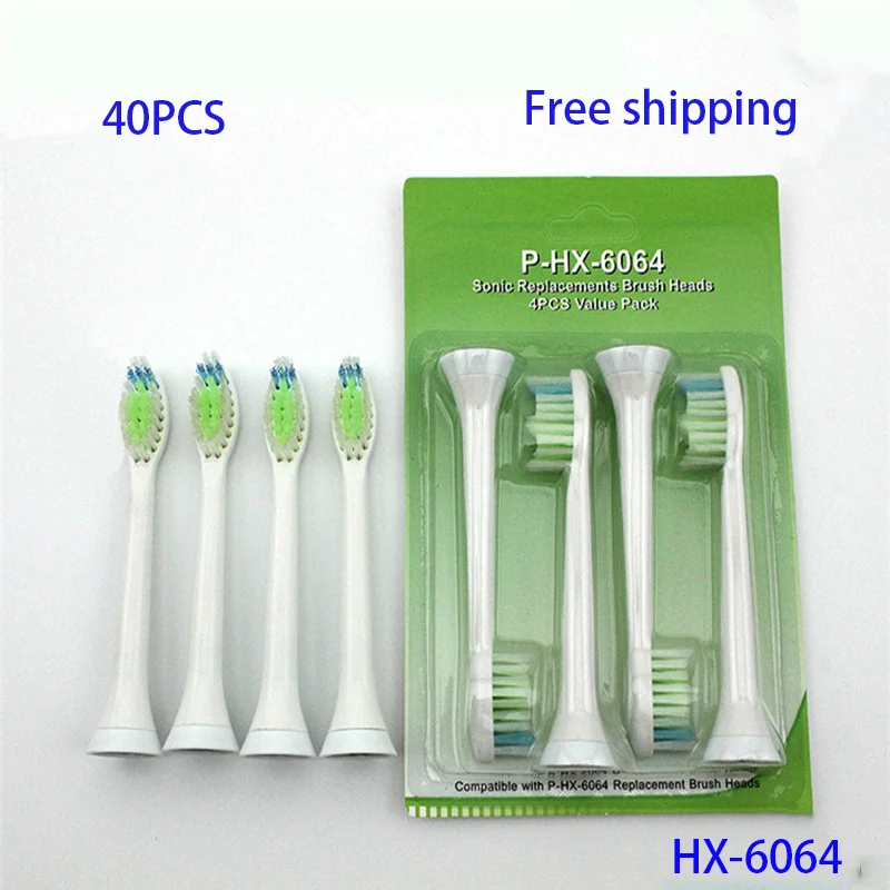 

40PCS HX-6064 Generic Electric Sonic Replacement Brush Heads Fits For Philips Sonicare HX6952/HX6982/HX9332/HX9382/HX9342