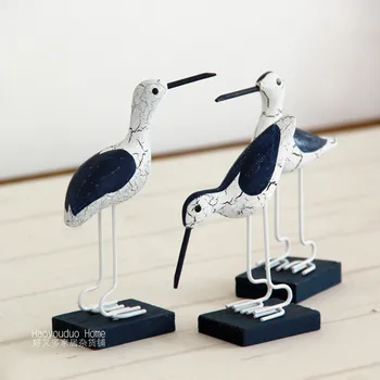 

Mediterranean style decoration small animal ornaments wooden crafts decoration plate seabirds happy family of three