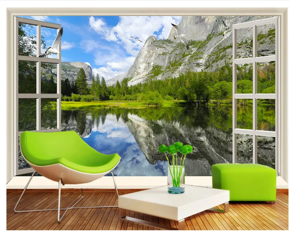Beibehang Custom Classic Papel De Parede 3d Wallpaper Window Lake Light  Mountain Hd Artistic Conception 3d Landscape Background - Wallpapers -  AliExpress