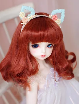 

BJD doll wigs radish red Imitation mohair wigs for 1/3 1/4 1/6 BJD DD SD MSD YOSD doll long Pear flower curly hair wigs
