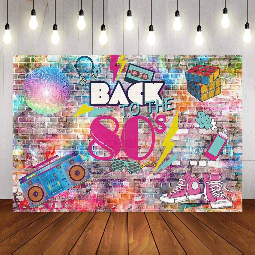 

Graffiti 80th Themed Party photography Background 80s Backdrops for Parties Hip Hop Decor Birthday Photo Booth Props Banner