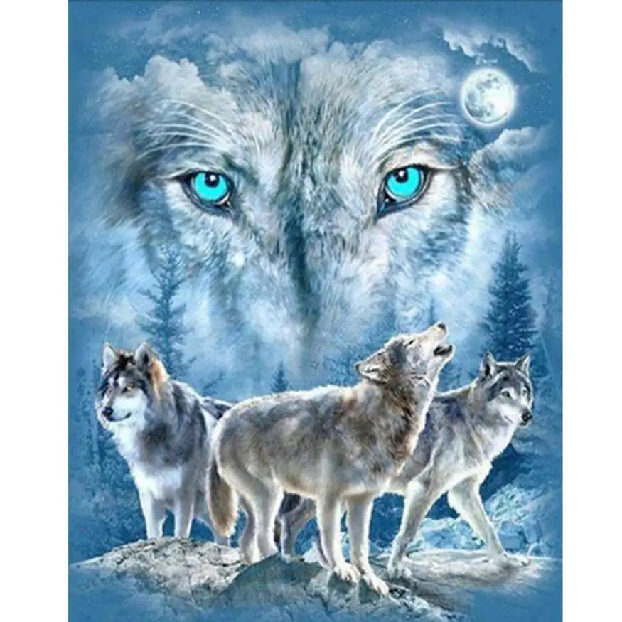 

5D DIY Diamond Painting Cross Stitch Diamond Mosaic Wolf Animal Rhinestone Pasted Painting Picture Needlework paint with diamond