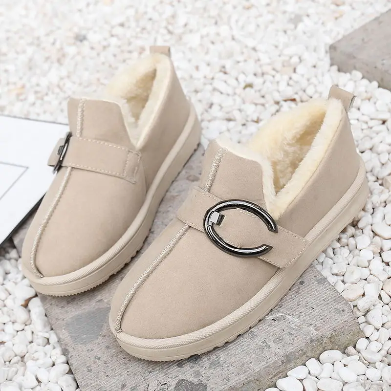 

MIUBU 2019 Winter Women Snow Boots Ankle Boots Buckle Strap Solid Platform Slip On Flats Casual Frock For Shoes Size 36-40 y857