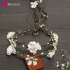 Изысканная Цветочная Корона MOLANS Boho, стимуляция листья из ротанга, Цветочная повязка венок для невесты, свадебные аксессуары для фотосъемки ► Фото 1/6