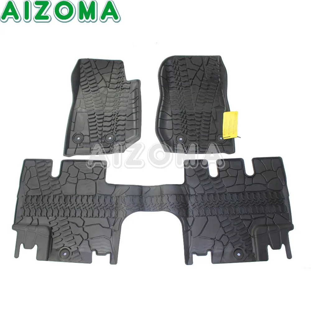 Black Waterproof Rubber Floor Mats Kit For 4door Jeep Wrangler