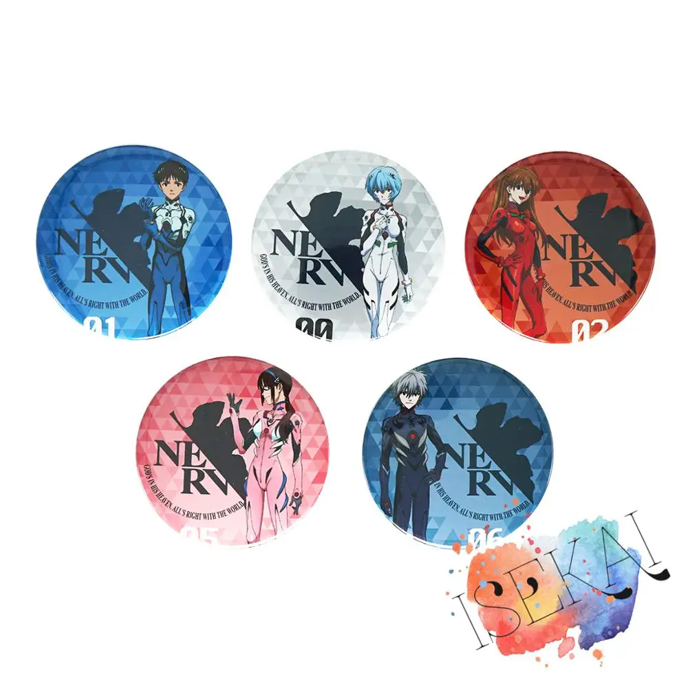 

EVANGELION Anime Badge Neon Genesis Evangelion EVA Ikari Shinji Soryu Asuka Ayanami Rei Nagisa Kaworu Metal Badge Brooch Pins