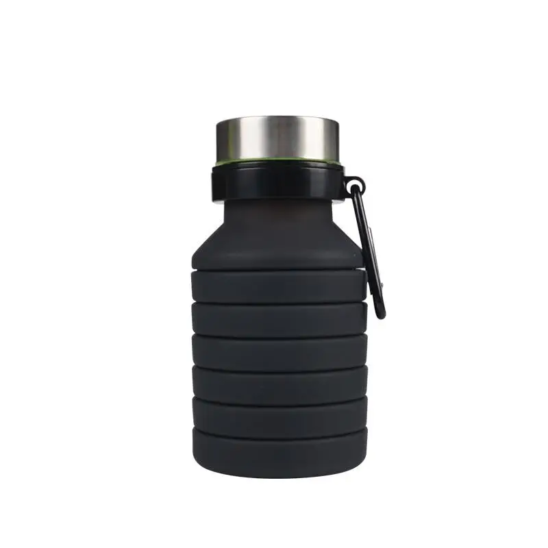 Новые Креативные сдавливаемые регулируемые бутылки для воды, складные бутылки для спорта, путешествий, альпинизма, пешего туризма, бутылки для напитков, чайник 550 мл - Цвет: Черный