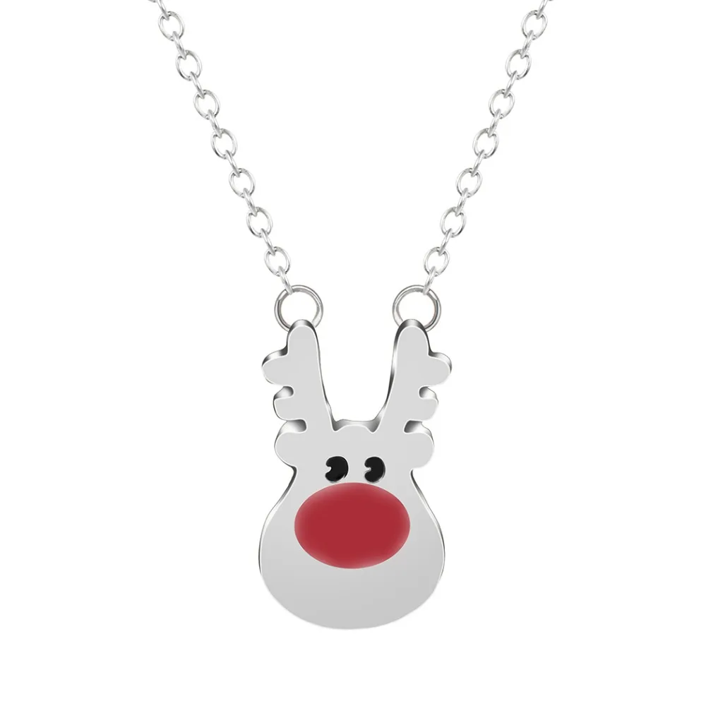 

Lovely Rudolph Reindeer Animal Chain Pendant Necklace for Women Girls Minimalist Jewelry Christmas Gift Accessories