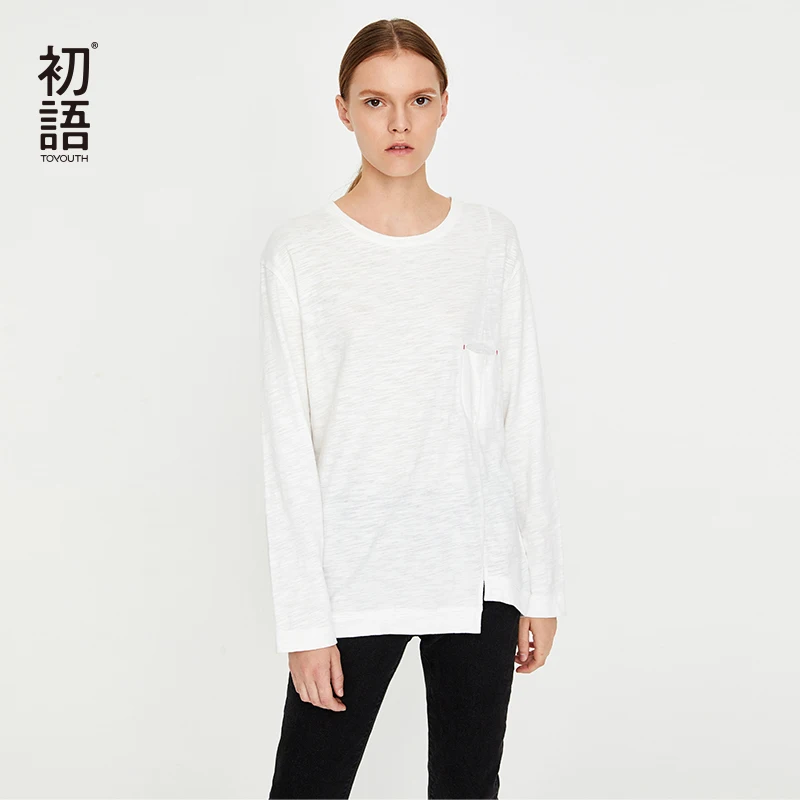 Toyouth New White Loose Long Sleeve camisetas para Mujer Korean Basic All Match Tees O-Neck Casual Tee Haut Mujer Camiseta Mujer Toyouth New White Loose Long Sleeve camisetas para Mujer Korean Basic All Match Tees O-Neck Casual Tee Haut Mujer Camiseta Mujer