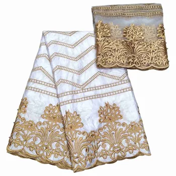 

Basin Richer Getzner Embroidery African Lace Fabric Guinea Bazin Riche Fabric 5 Yards With 2 Yards French Net Lace For Blouse