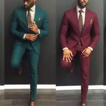 Пользовательские Темно-зеленый темно-красный Slim Fit Лучшие Мужские костюмы Свадебные официальные костюмы для торжественных случаев