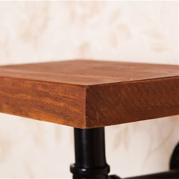 خمر نمط الحديد الصناعي الأنابيب رف الجدار شنقا الشماعات الرف الخشب غرفة المعيشة الأثاث خزانة