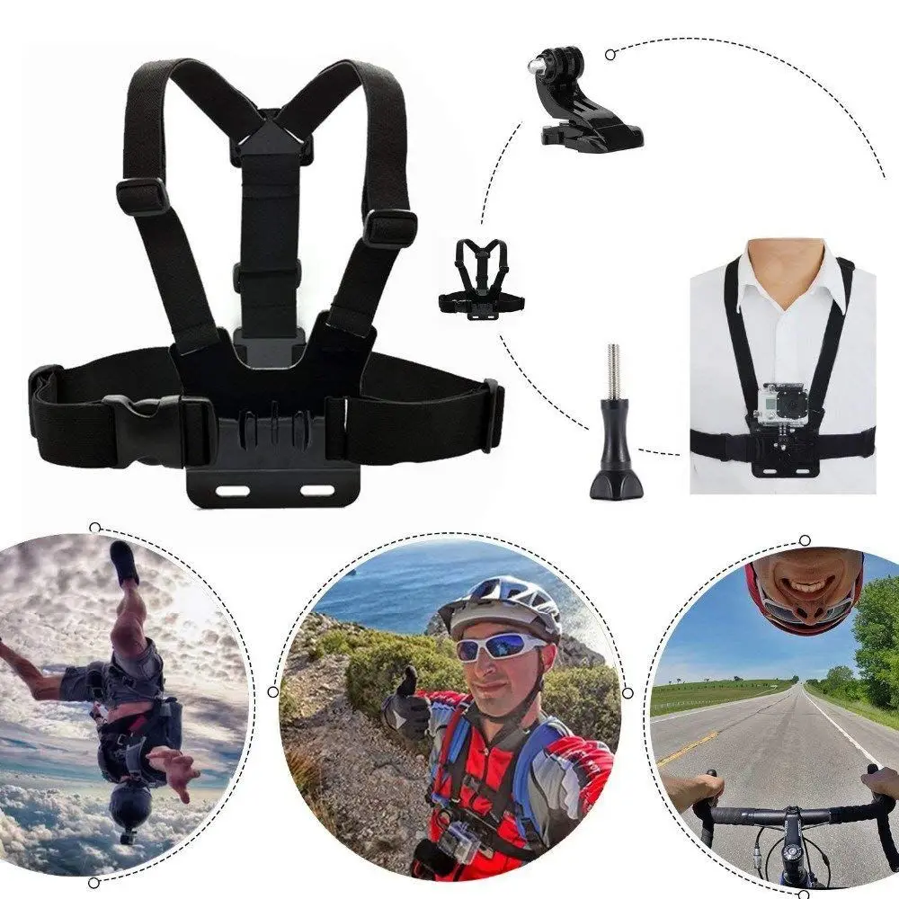 Goedkoop 3 in 1 Universele Waterdichte Actie Camera Accessoires Bundel Kit Head Strap Mount Borst Harnas Selfie Stok compatibel voor