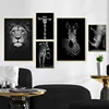 Nordic Canvas Art Painting Black White Giraffe Elephant Zebra Lion Print Animal Wall Art Poster Living Room Home Decor Painting ► Photo 2/6