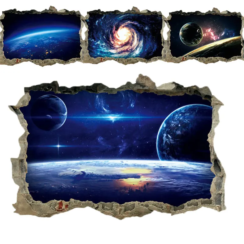 Us 3 21 45 Off Creative 3d Universe Galaxy Wall Stickers For Ceiling Roof Window Sticker Mural Decoration Personality Waterproof Floor Sticker In