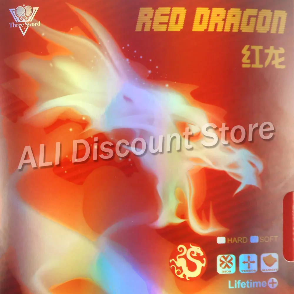 

Three Sword Red Dragon (NON-TACKY) Pips-in Table Tennis Rubber with Black Sponge