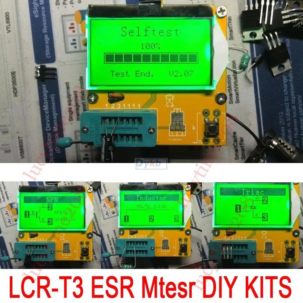 

DIY LCR-T3 Mega328 Transistor kits Tester Diode Triode capacitor + inductance + resistor + SCR LCR ESR Meter 12864 LCD