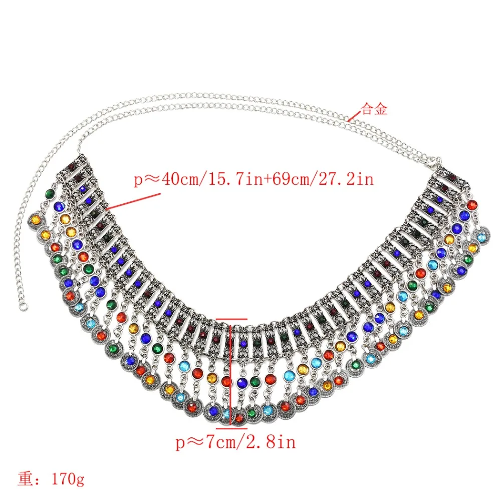 Turkish Colorful Coin Long Tassel Belly Chains for Women 1Pc Sadoun.com